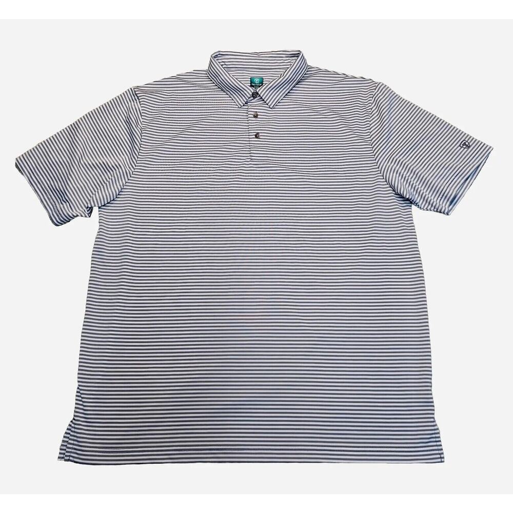 Pro Tour Polo Golf Shirt Gray Stripes Short Sleeve Cool Play Casual Men’s Sz XXL